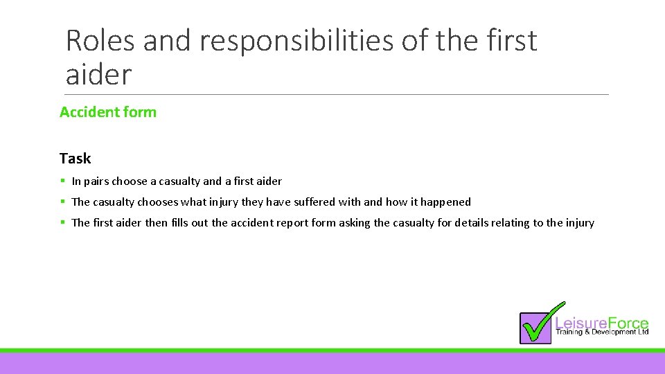 First Aid At Work Level 3 Course Tutor