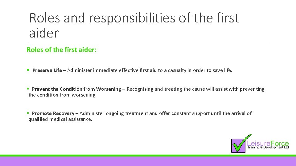 First Aid At Work Level 3 Course Tutor