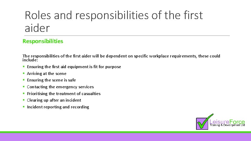 First Aid At Work Level 3 Course Tutor