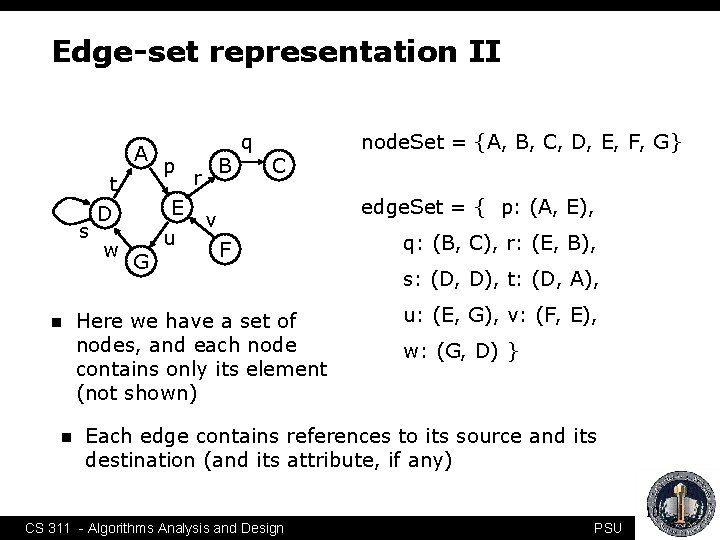 Edge-set representation II A s n n t D w p E G u