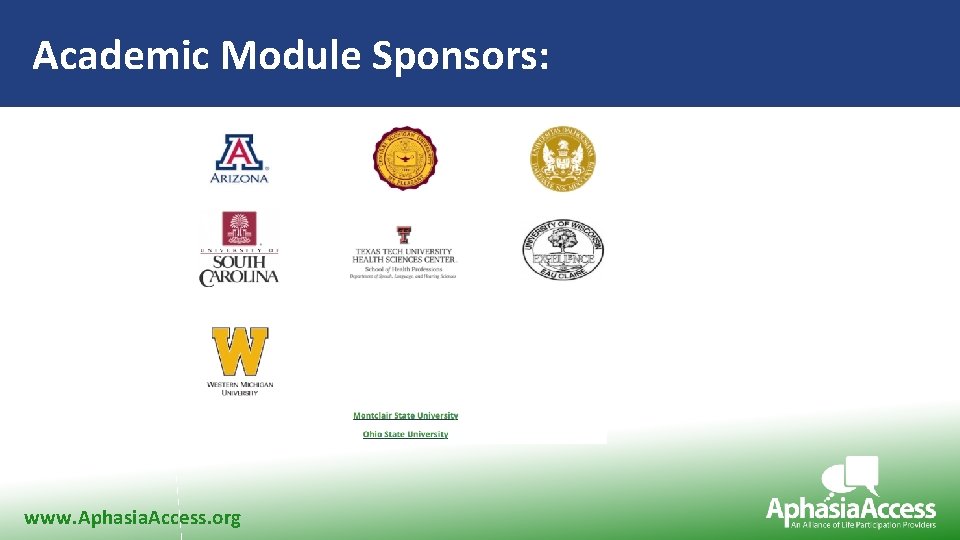 Academic Module Sponsors: www. Aphasia. Access. org 