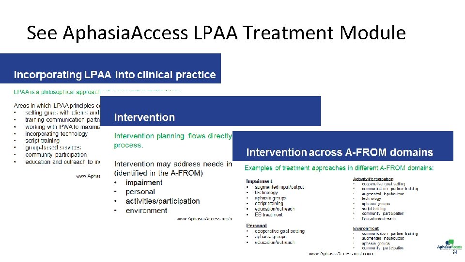 See Aphasia. Access LPAA Treatment Module 