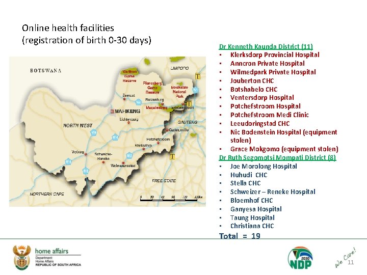Online health facilities (registration of birth 0 -30 days) Dr Kenneth Kaunda District (11)