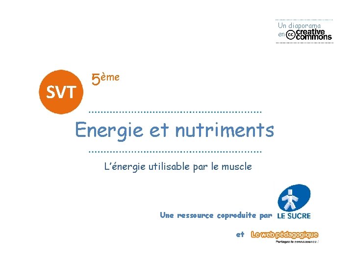 Un diaporama en SVT 5ème Energie et nutriments L’énergie utilisable par le muscle Une