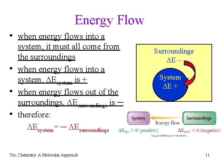 Energy Flow • when energy flows into a • • • system, it must