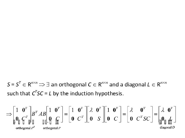 S = ST Rn n an orthogonal C Rn n and a diagonal L