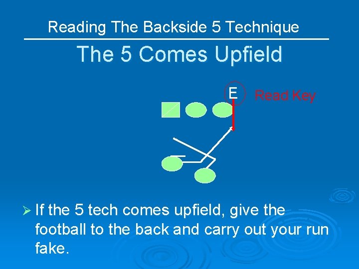 Reading The Backside 5 Technique The 5 Comes Upfield E Read Key Ø If