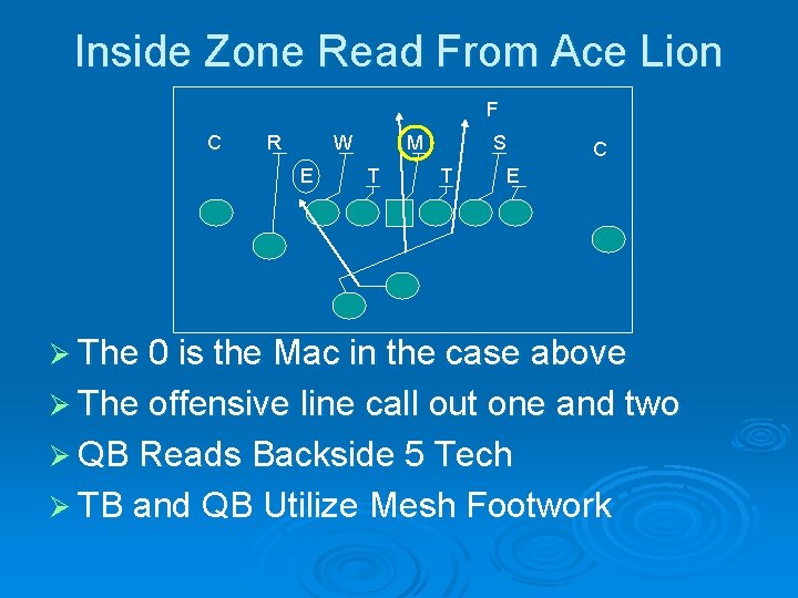 Inside Zone Read From Ace Lion F C R W E M T S