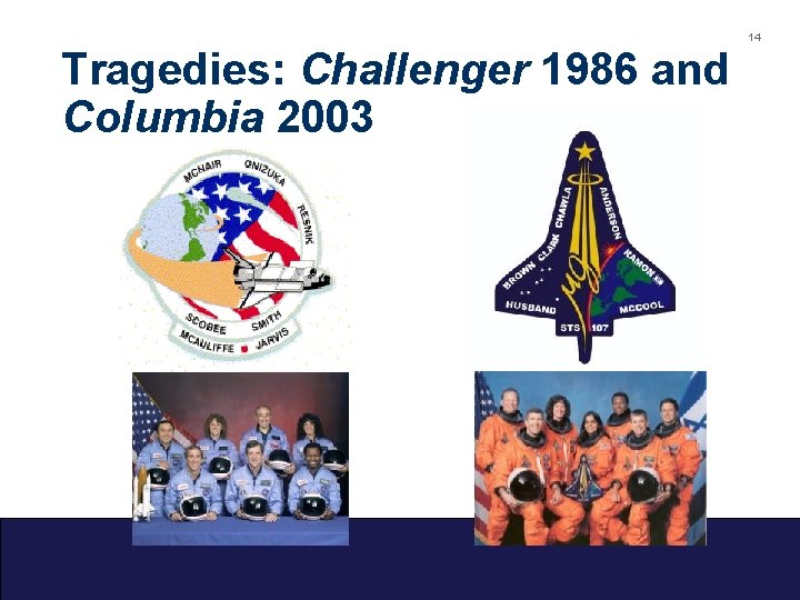 14 Tragedies: Challenger 1986 and Columbia 2003 