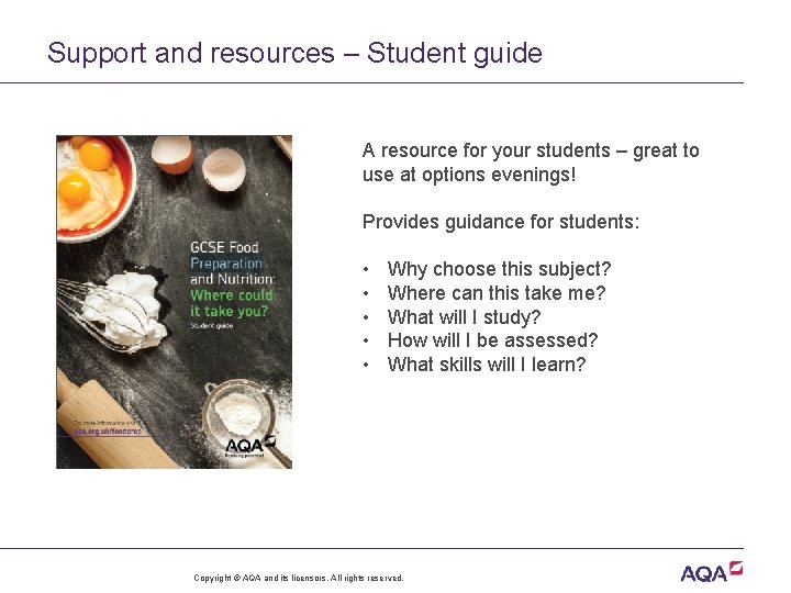 Support and resources – Student guide A resource for your students – great to