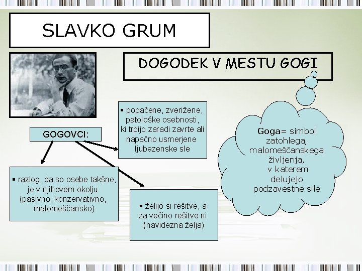 SLAVKO GRUM DOGODEK V MESTU GOGI GOGOVCI: § razlog, da so osebe takšne, je