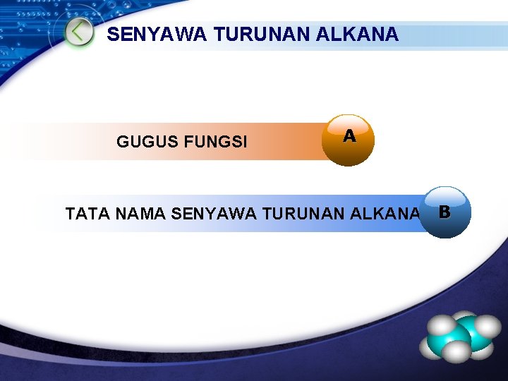 SENYAWA TURUNAN ALKANA GUGUS FUNGSI A TATA NAMA SENYAWA TURUNAN ALKANA B LOGO 