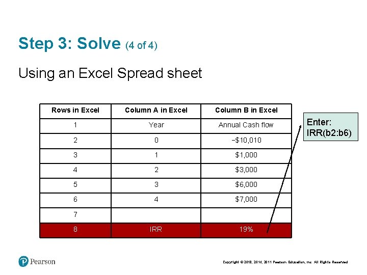 Step 3: Solve (4 of 4) Using an Excel Spread sheet Rows in Excel