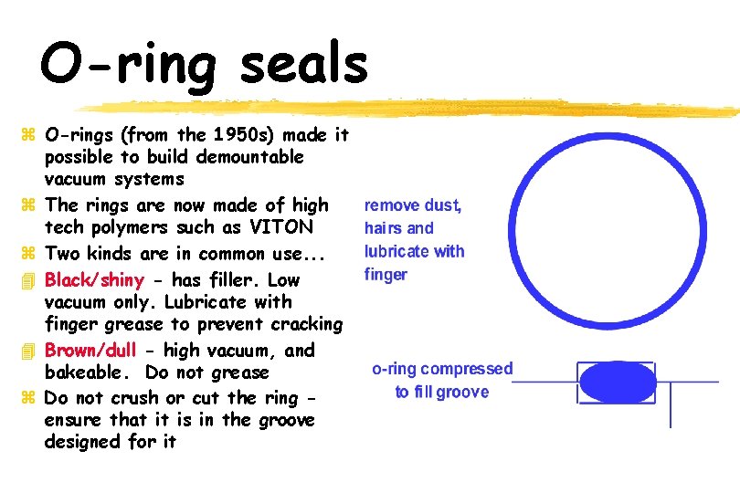 O-ring seals z O-rings (from the 1950 s) made it possible to build demountable