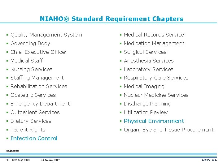 NIAHO® Standard Requirement Chapters § Quality Management System § Medical Records Service § Governing