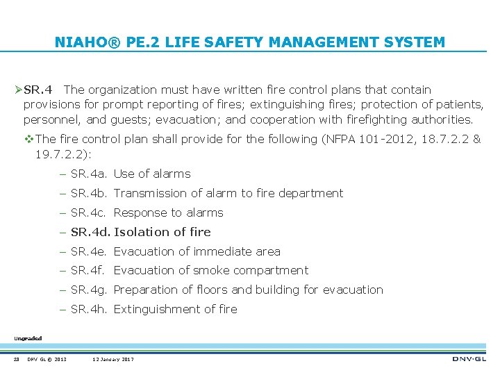 NIAHO® PE. 2 LIFE SAFETY MANAGEMENT SYSTEM Ø SR. 4 The organization must have
