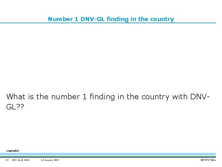 Number 1 DNV-GL finding in the country What is the number 1 finding in