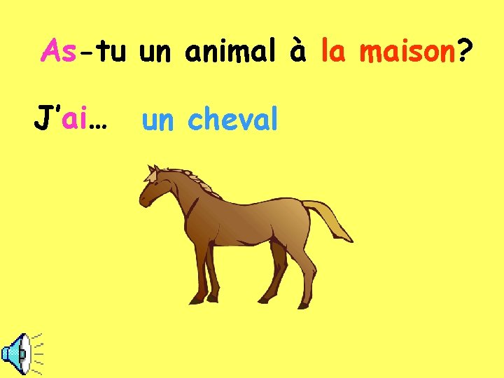 As-tu un animal à la maison? J’ai… un cheval 