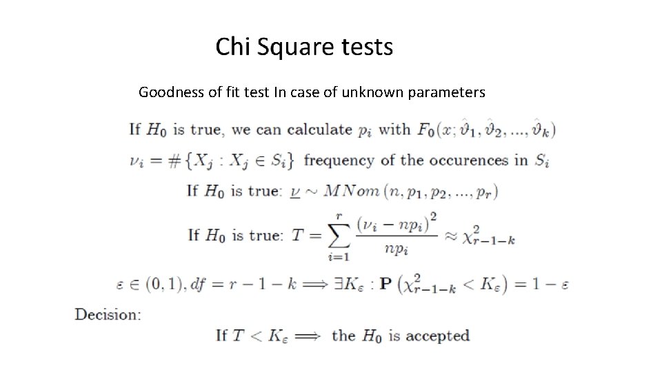 Goodness of fit test In case of unknown parameters 