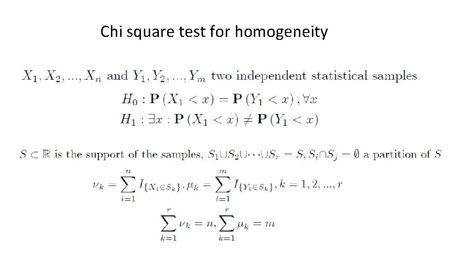 Chi square test for homogeneity 