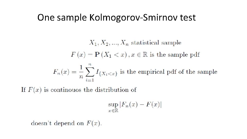 One sample Kolmogorov-Smirnov test 
