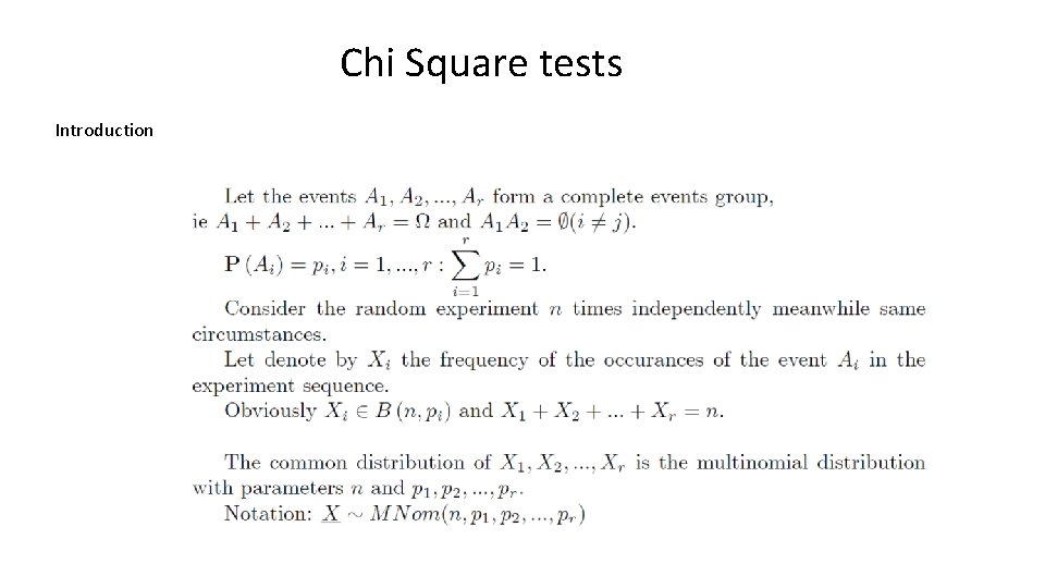 Chi Square tests Introduction 