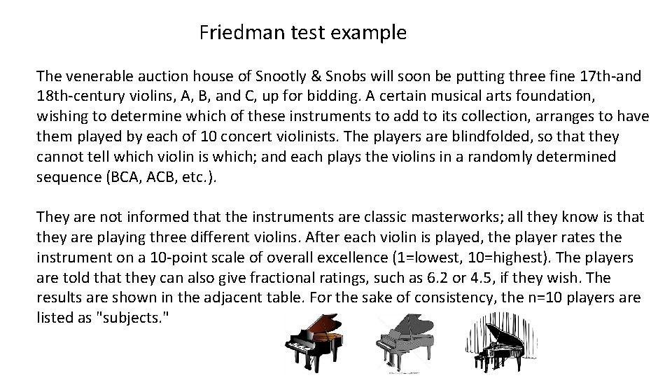 Friedman test example The venerable auction house of Snootly & Snobs will soon be