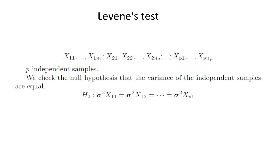 Levene's test 