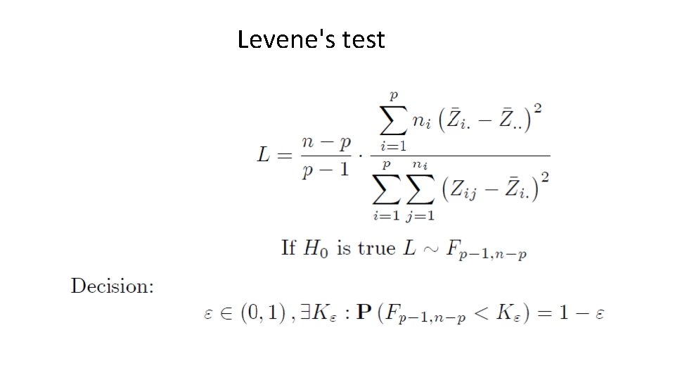 Levene's test 