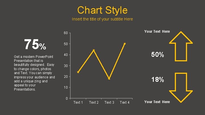 Chart Style Insert the title of your subtitle Here Your Text Here 60 75%
