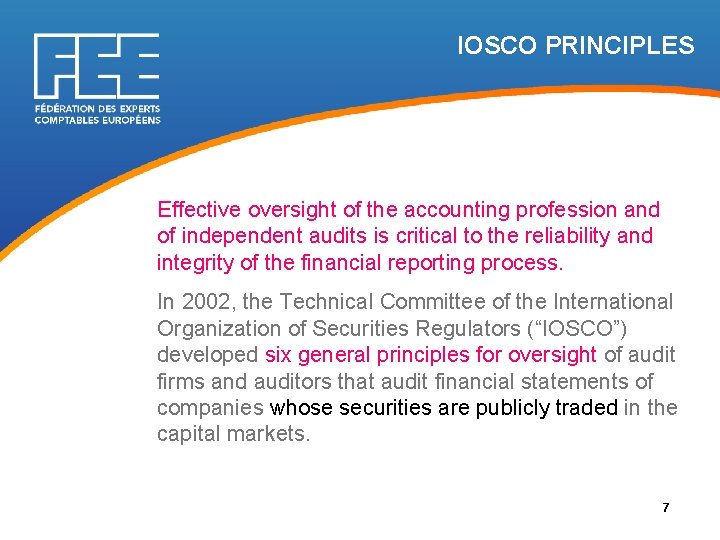 Isoco Principles ROAD TO EUROPE PROGRAM OF ACCOUNTING REPORTING AND