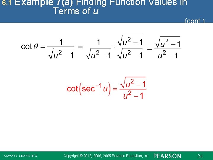 6. 1 Example 7(a) Finding Function Values in Terms of u (cont. ) Copyright