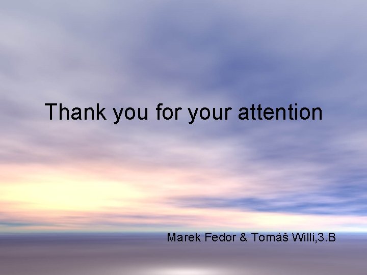 Thank you for your attention Marek Fedor & Tomáš Willi, 3. B 