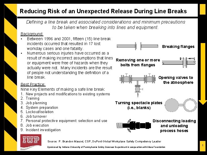 Reducing Risk of an Unexpected Release During Line Breaks Defining a line break and Reducing Risk of an Unexpected Release During Line Breaks Defining a line break and