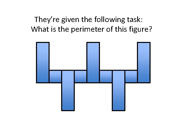 They’re given the following task: What is the perimeter of this figure? They’re given the following task: What is the perimeter of this figure?