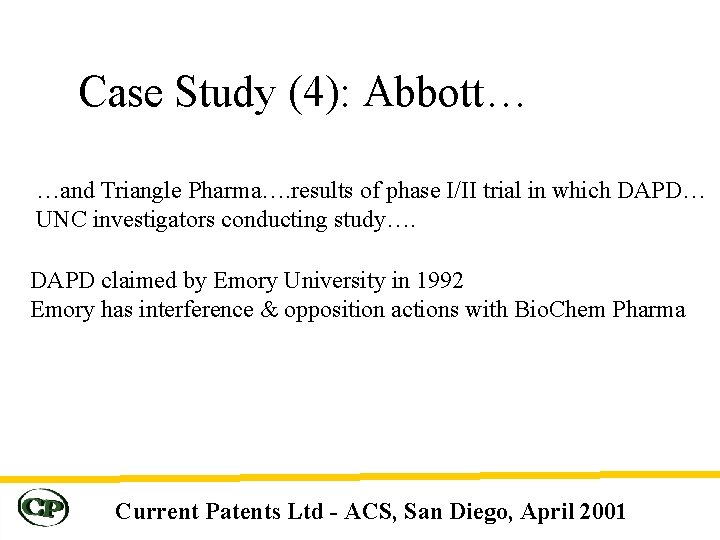 Case Study (4): Abbott… …and Triangle Pharma…. results of phase I/II trial in which