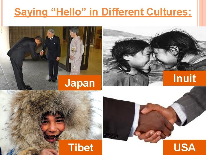 Saying “Hello” in Different Cultures: Japan Inuit Tibet USA Saying “Hello” in Different Cultures: Japan Inuit Tibet USA