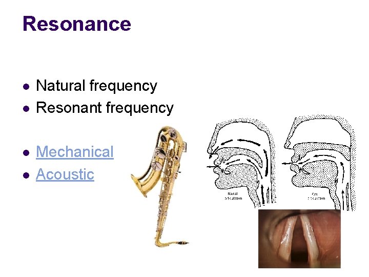 Resonance l l Natural frequency Resonant frequency Mechanical Acoustic 