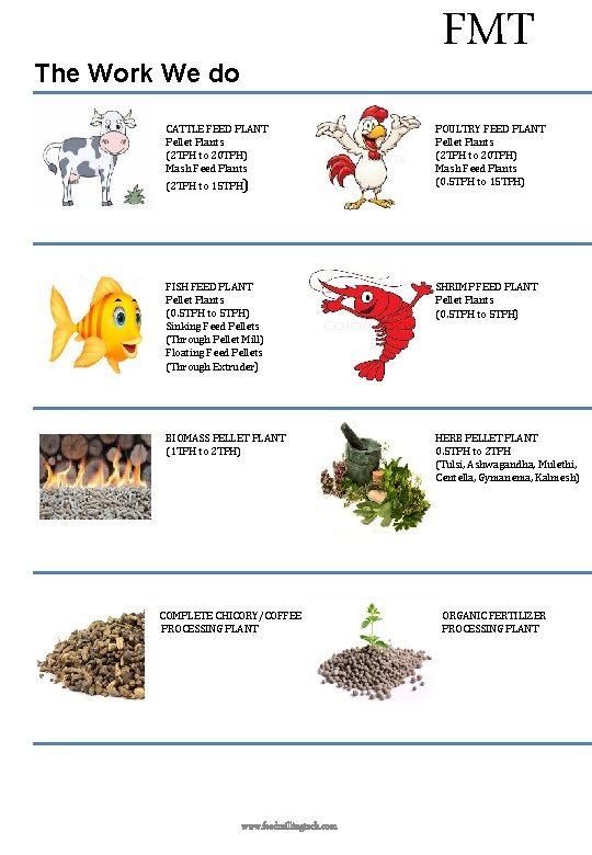 FMT The Work We do CATTLE FEED PLANT Pellet Plants (2 TPH to 20