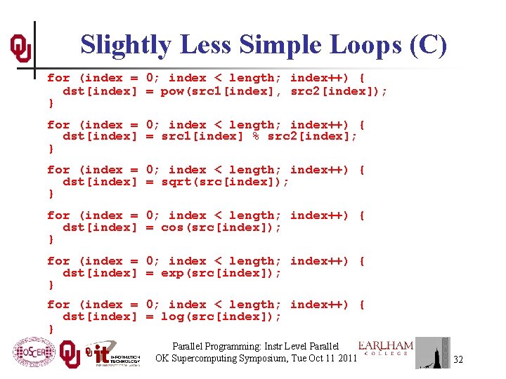 Slightly Less Simple Loops (C) for (index = 0; index < length; index++) {