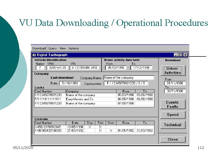 VU Data Downloading / Operational Procedures 05/11/2020 112 