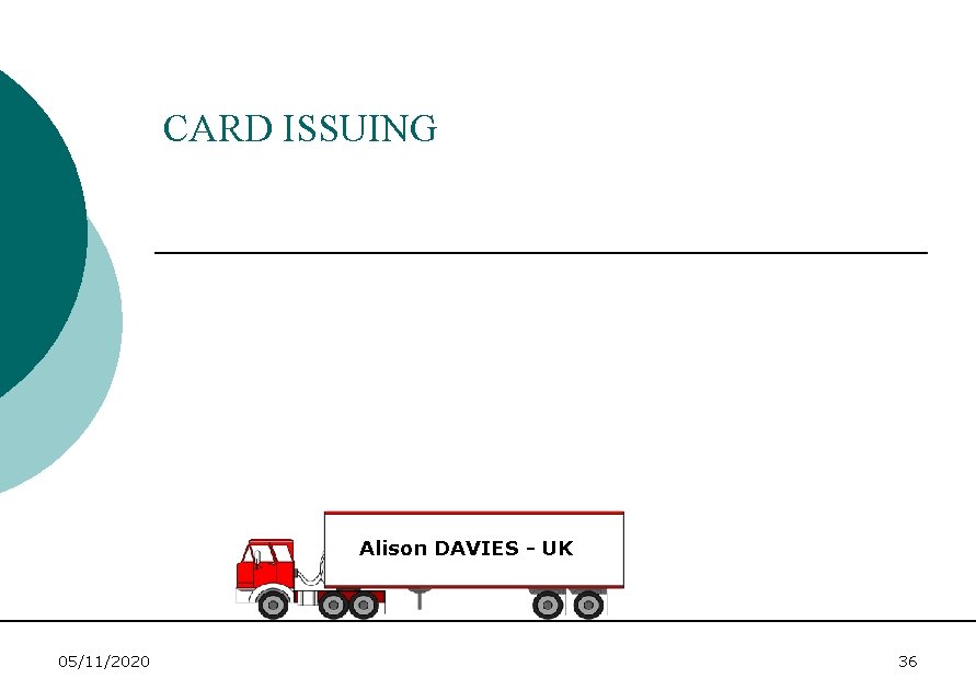 CARD ISSUING Alison DAVIES - UK 05/11/2020 36 