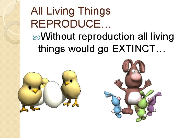 All Living Things REPRODUCE… Without reproduction all living things would go EXTINCT… 