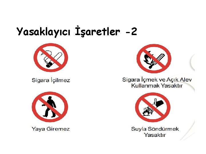 Yasaklayıcı İşaretler -2 Yasaklayıcı İşaretler -2