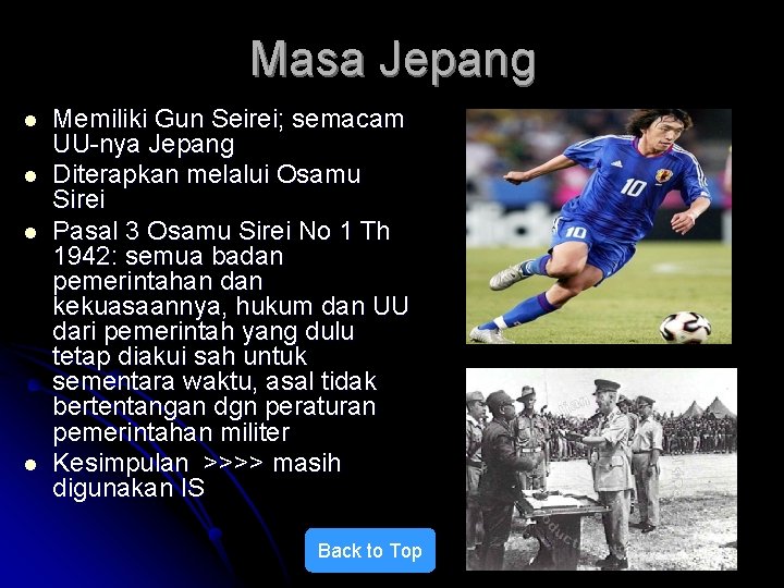 Masa Jepang l l Memiliki Gun Seirei; semacam UU-nya Jepang Diterapkan melalui Osamu Sirei