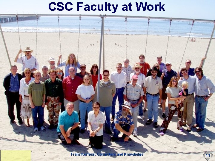 CSC Faculty at Work Franz Kurfess: Computers and Knowledge 11 CSC Faculty at Work Franz Kurfess: Computers and Knowledge 11