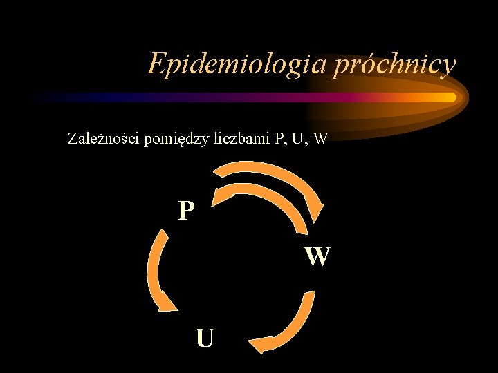 Epidemiologia próchnicy Zależności pomiędzy liczbami P, U, W P W U 