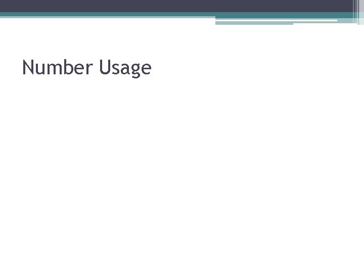 Number Usage 