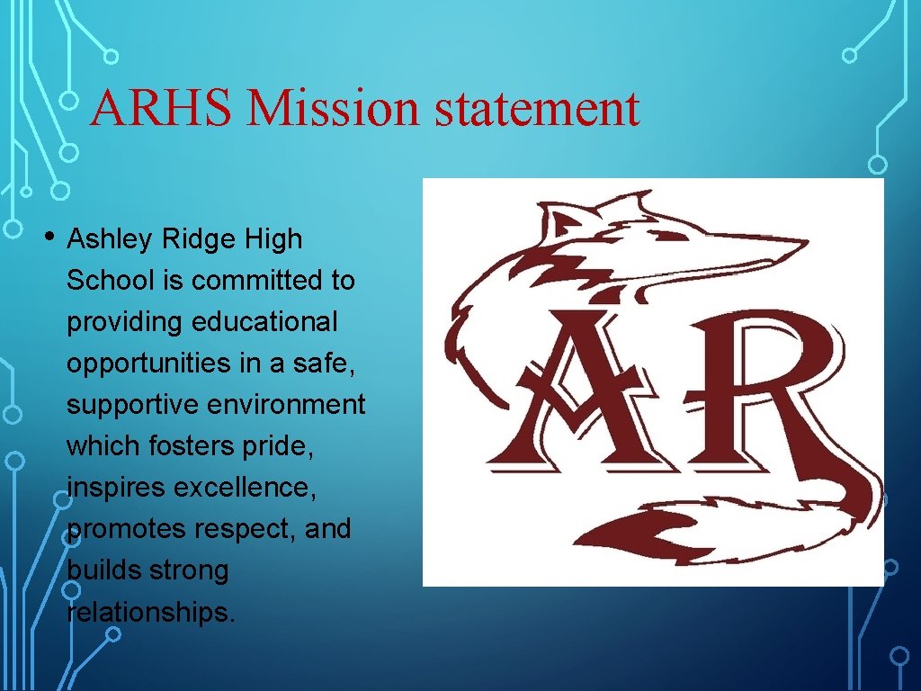 ARHS Mission statement • Ashley Ridge High School is committed to providing educational opportunities ARHS Mission statement • Ashley Ridge High School is committed to providing educational opportunities