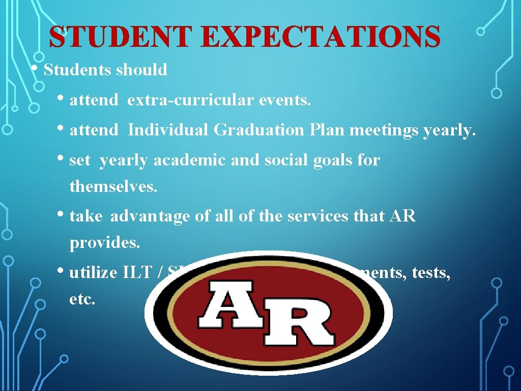 STUDENT EXPECTATIONS • Students should • attend extra-curricular events. • attend Individual Graduation Plan STUDENT EXPECTATIONS • Students should • attend extra-curricular events. • attend Individual Graduation Plan
